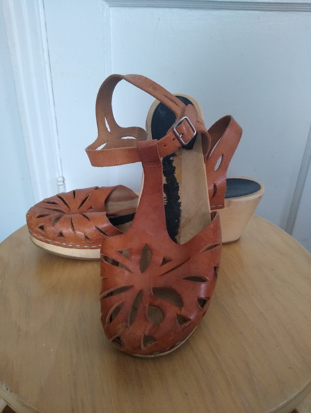Swedish Hasbeens Strappy Cutout Clog Sandals
